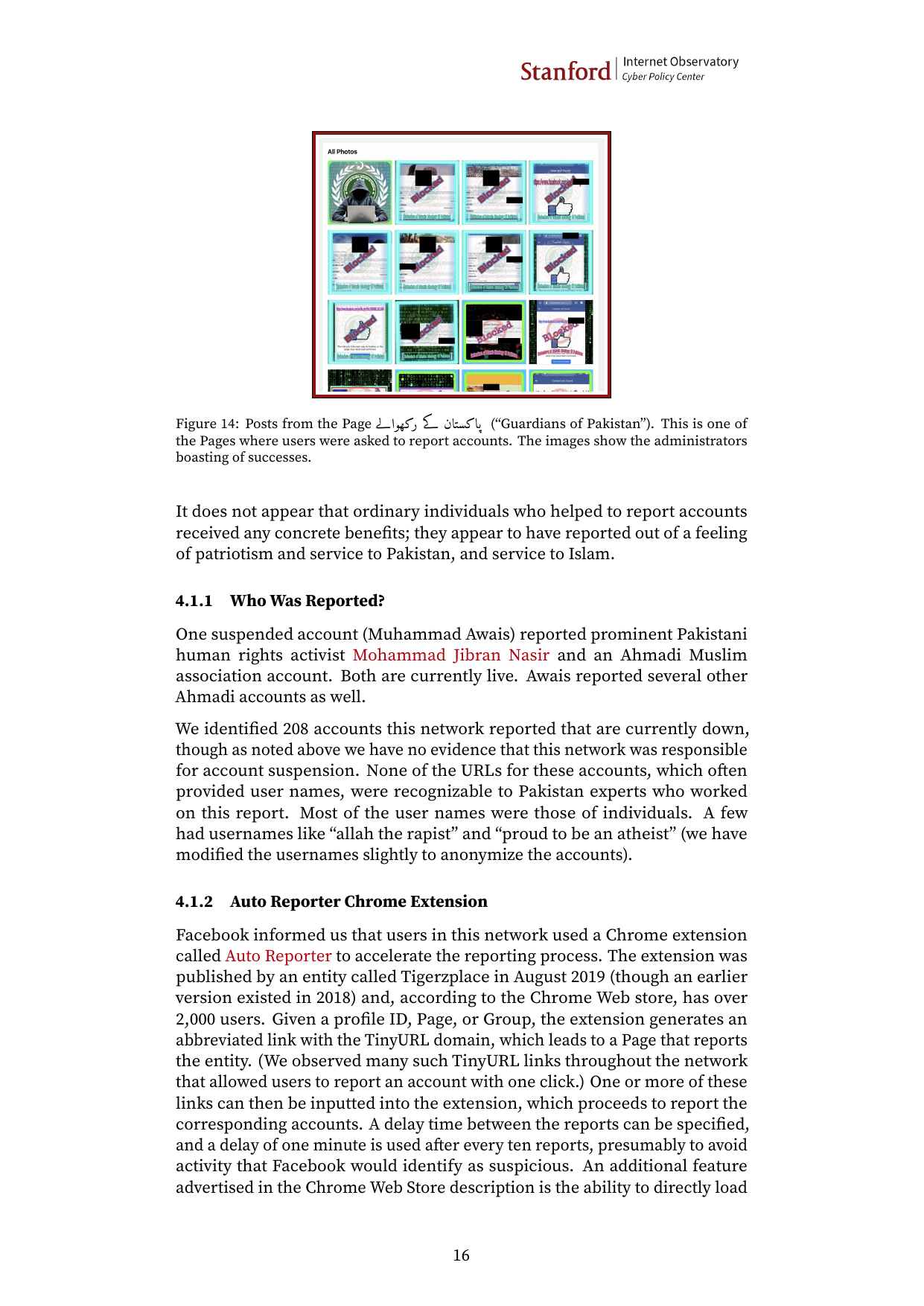 Stanford report page describing the Auto Reporter tool