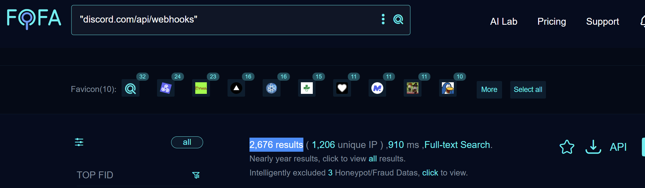 Fofa Search for Discord webhook
