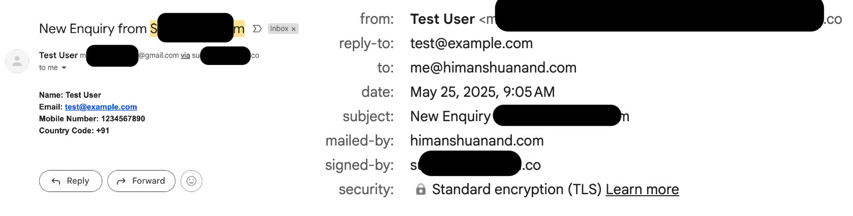 Email Recieved in my inbox