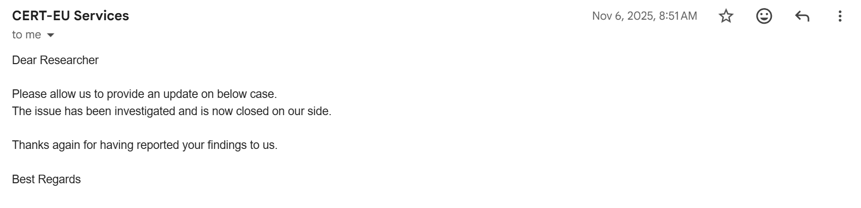 CERT-EU fix confirmation email