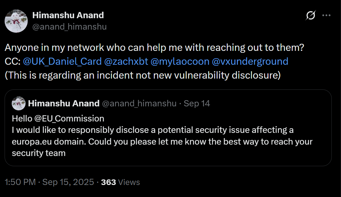 Tweet asking for guidance