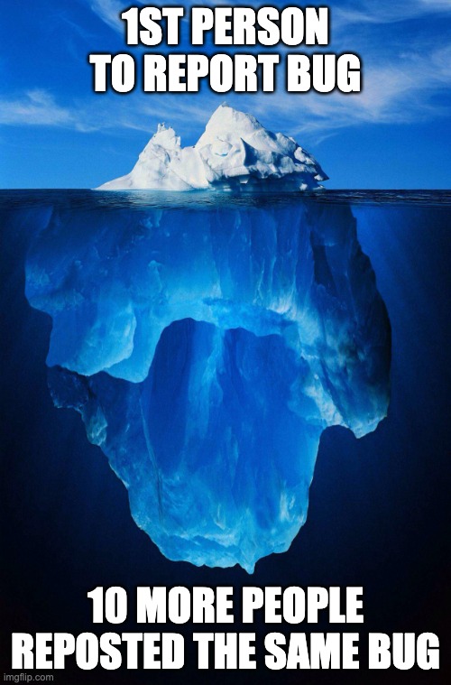 iceberg meme: 11 reporters above water, unknown attackers and unreported finders below