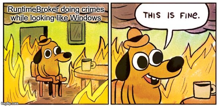 RuntimeBroker doing crimes while looking like Windows