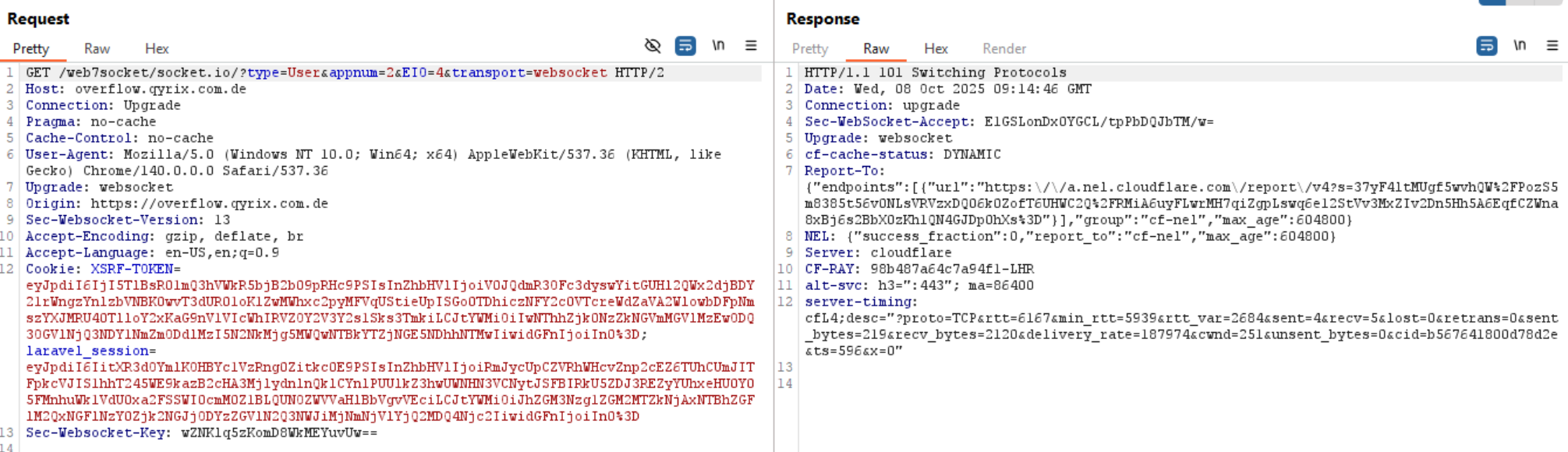WebSocket exfiltration